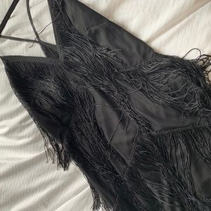 Black Flapper Fringe Dress sz M